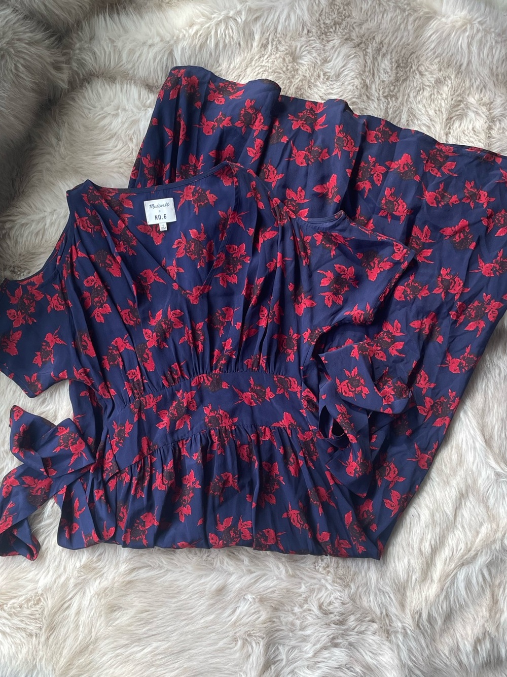 Madewell x No.6 Silk Open-Shoulder Dress in Vintage Rose